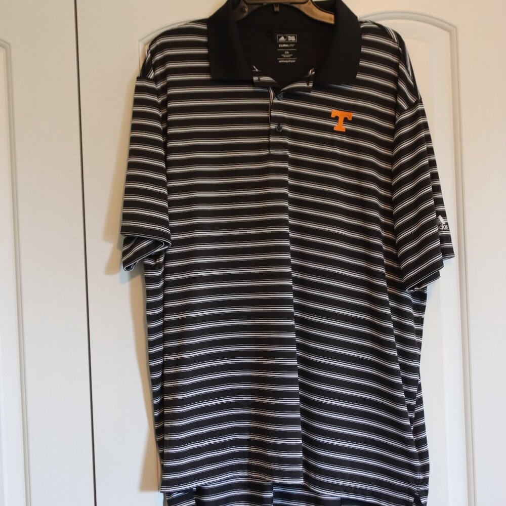 Adidas Black and White University of Tennessee Logo Climalite Golf Polo Size 2XL